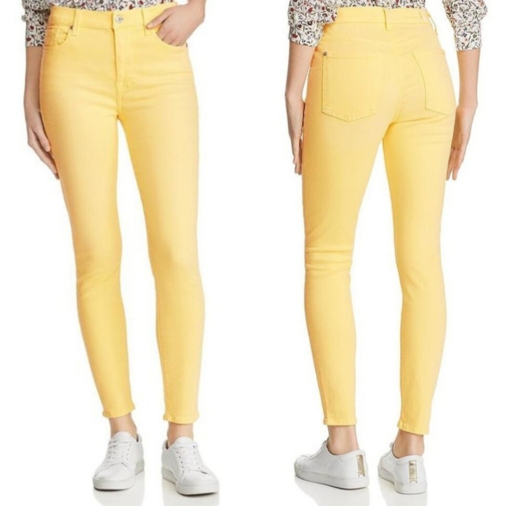 7 For All Mankind "High Waist Ankle Skinny" Jeans Vivid Yellow, Women's Size 27